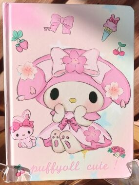 Sanrio My Melody Pink Hardcover Notebook with Floral Bow Artwork